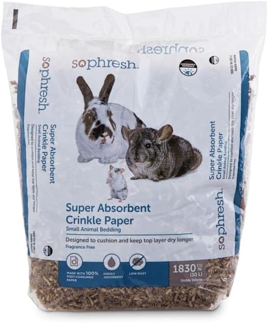 So Phresh SuperAbsorbent Recycled Crinkle Paper Small Animal Bedding, 30 Liters