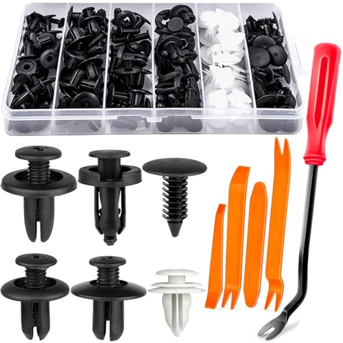 125 sztuk Nity Plastikowe, Uniwersalne Auto Nity Plastikowe Klipy Nit Trim Clamp Drzwi Samochodowe Zderzak Plastikowy Panel Sealing Strip Stałe Klipy z Demontaż Narzędzie