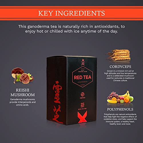 Organo Gold Red Tea - Antioxidant, Organic With Amino Acids - Stress Relief Great For Vigorous Heart & Brain - Support Immune System - (1 Box Of 25 Sachets). #TOP3