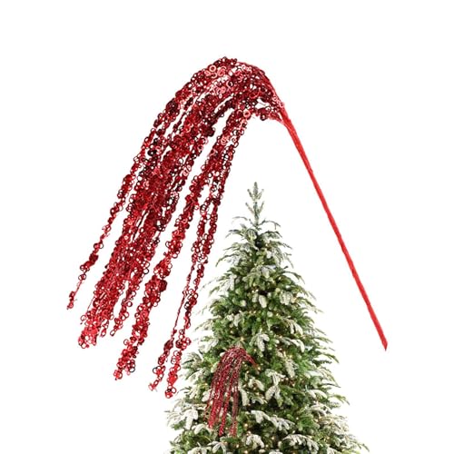 Generisch Set di spray natalizi glitterati – 60 cm rami decorativi, rami scintillanti, gambi di bacche glitterati, raccolta di bacche, composizione floreale, ghirlanda per rami di albero di Natale
