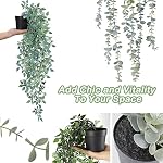 Artificial Hanging Plants 3Pcs Potted Greenery Decor - Grey Eucalyptus Mandala Snow Pea Vine in Pot Plants for Office Farmhouse Home Indoor Outdoor Decor(2 Greens+1 Greying White)