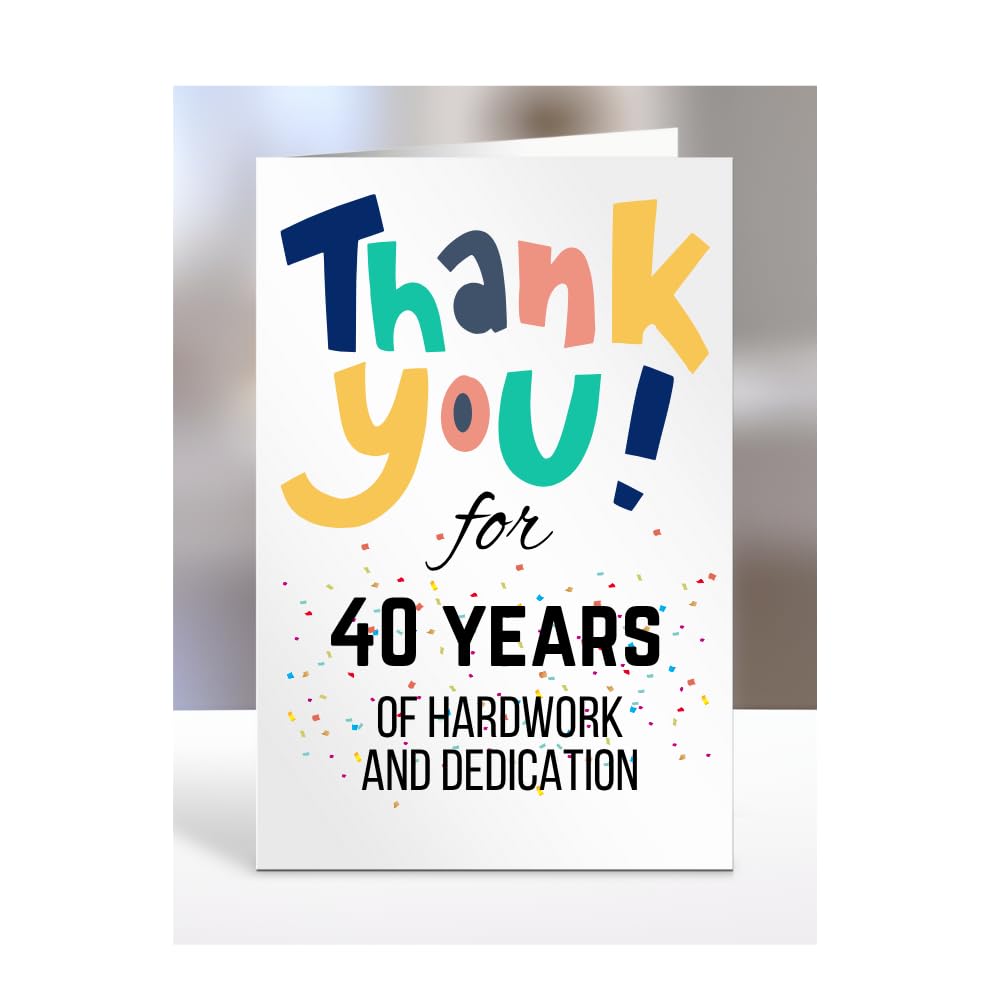 40 years Work Anniversary Card, Employee Gift, Thank You for Employee from Boss or Employer, Leaving or Retirement Present,Men, Women, Presents for Christmas, A5-86_41