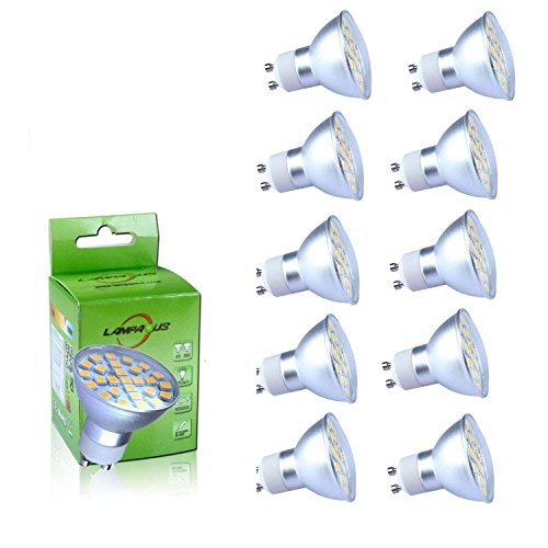 Lampaous Lote de 10 lámparas LED de 2,5w de color blanco frío, intensidad regulable, 450 lúmenes