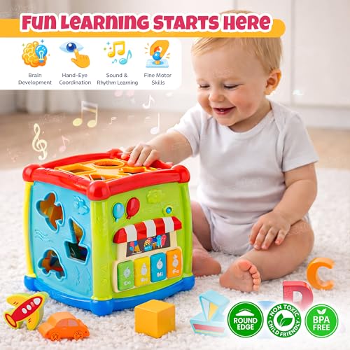 Image of Zest 4 Toyz Musical Activity Cube for Kids Toys with Musical Piano Keys Shape Matching Game Learning Toy Educational Toys for Kids 18 Months+ (Battery Included)