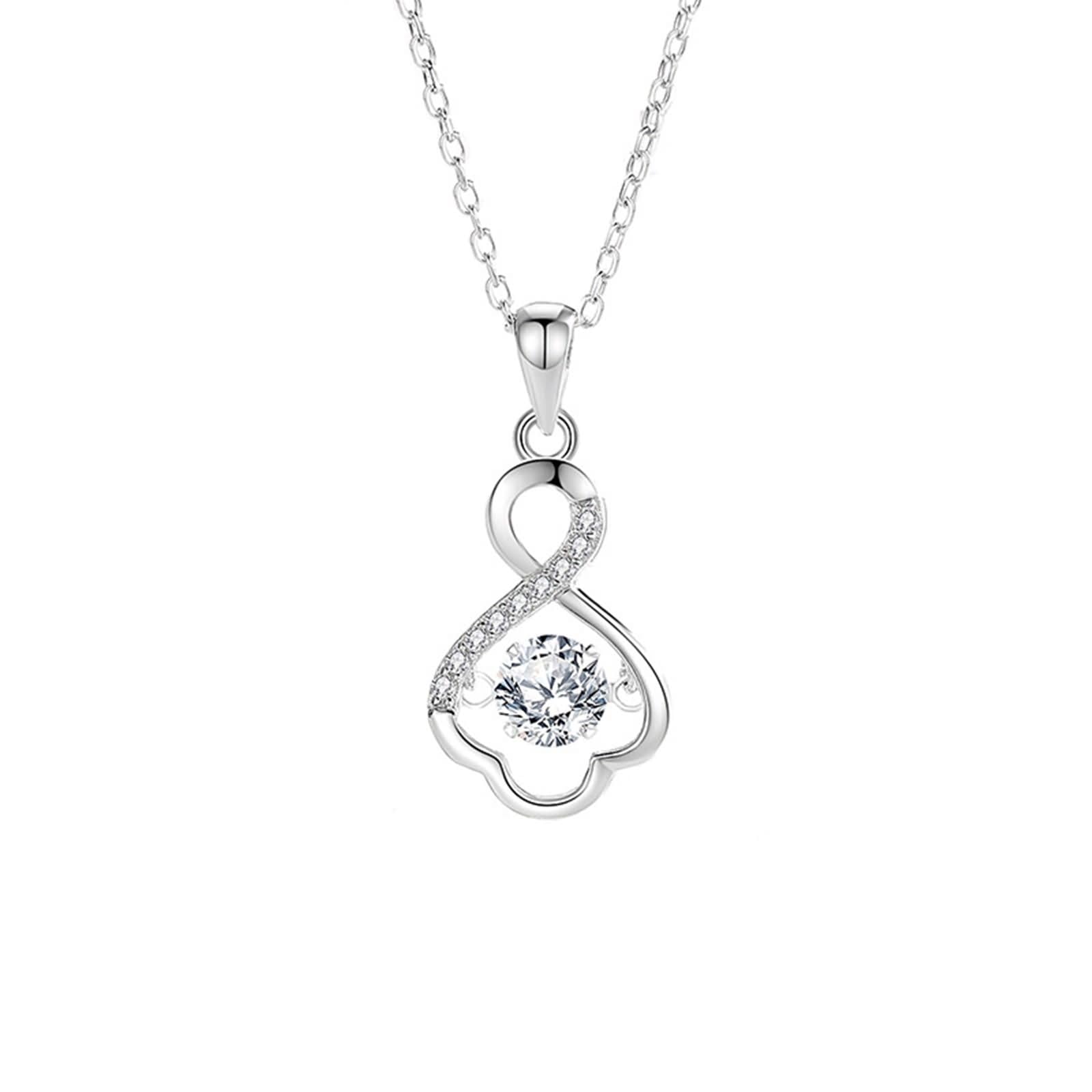 Collares de oro blanco de 9K/14K/18K para mujer, collares de oro real de 14 quilates para mujer, infinito hueco, moissanita