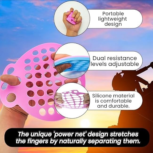 Finger Stretcher & Hand Therapy Equipment (2-Pack) | Finger Extension Exerciser for Grip Strength, Physical Therapy | Adjustable Resistance Hand Exercise Web for Arthritis, Musicians, Recovery