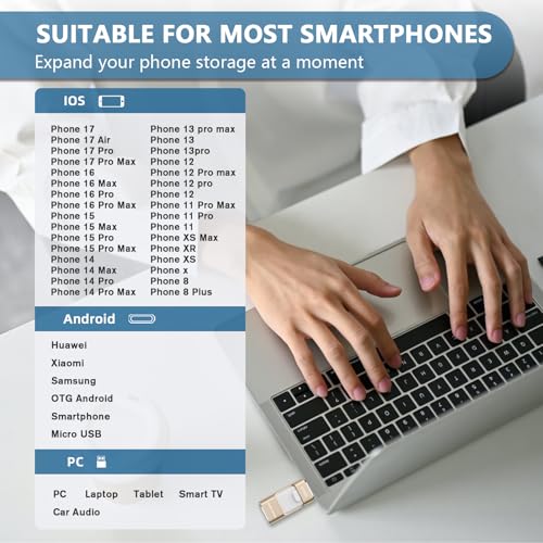 Image of 512GB Flash Drive[No App Required] Intended for Phone Tablet Androidphone and Computers, 4 in 1 Photo Stick for Phone Memory Storage Easily Backup Photos Videos（Gold）