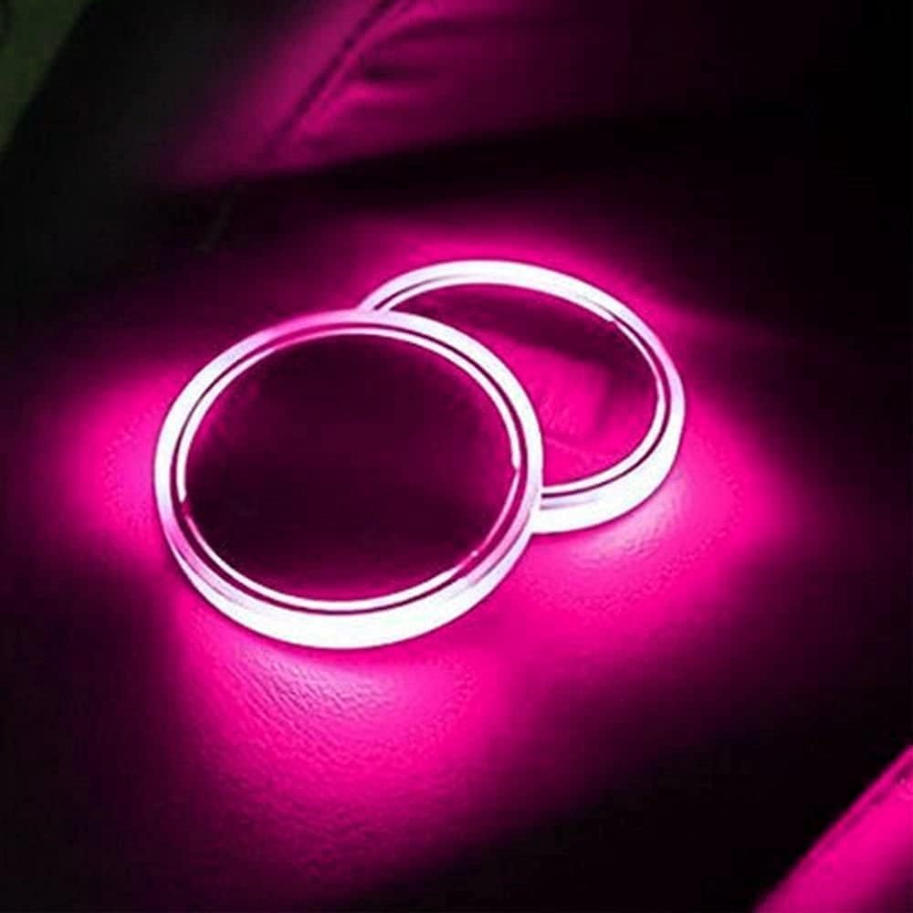 Solar LED Cup Holder Lights,LED Cup Holder Lights for Car,LED Interior Atmosphere Lamp Decoration Light Inside Car Lighting Accessories (pink, 1Pcs)