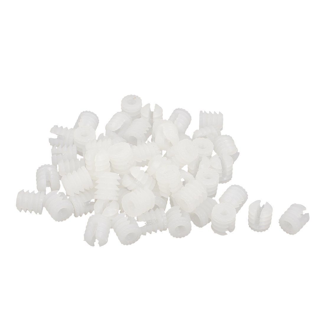 Aexit Furniture Connector Nails, Screws & Fasteners 4mm Plastic Insert Pre-Inserted Nut Fittings White Nut & Bolt Sets 60 Pcs