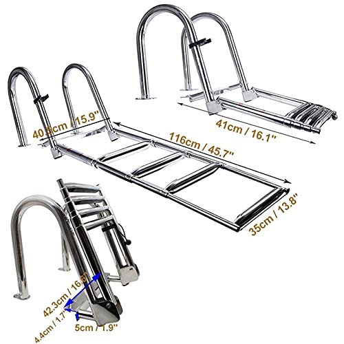 Escalera telescópica 4 peldaños para piscina y barco miniatura 7