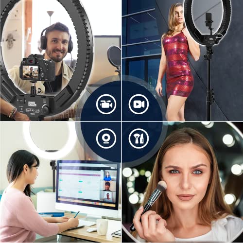 Pixel 19 Inch Ring Light With Stand And Selfie Remote, Dimmable Led Light Ring With Phone Holder/Carrying Bag, 60W 3000K-5800K Circle Light For Youtube,Tiktok,Video Recording,Barber Store,Studio #TOP4
