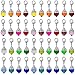 Crystal Dangle Charms Pendants Glass Drop Beads Handmade Dangle Bead Charms with Silver Bead Cap for Jewelry Making Necklace Earring Accessory, Assorted Colors(40)
