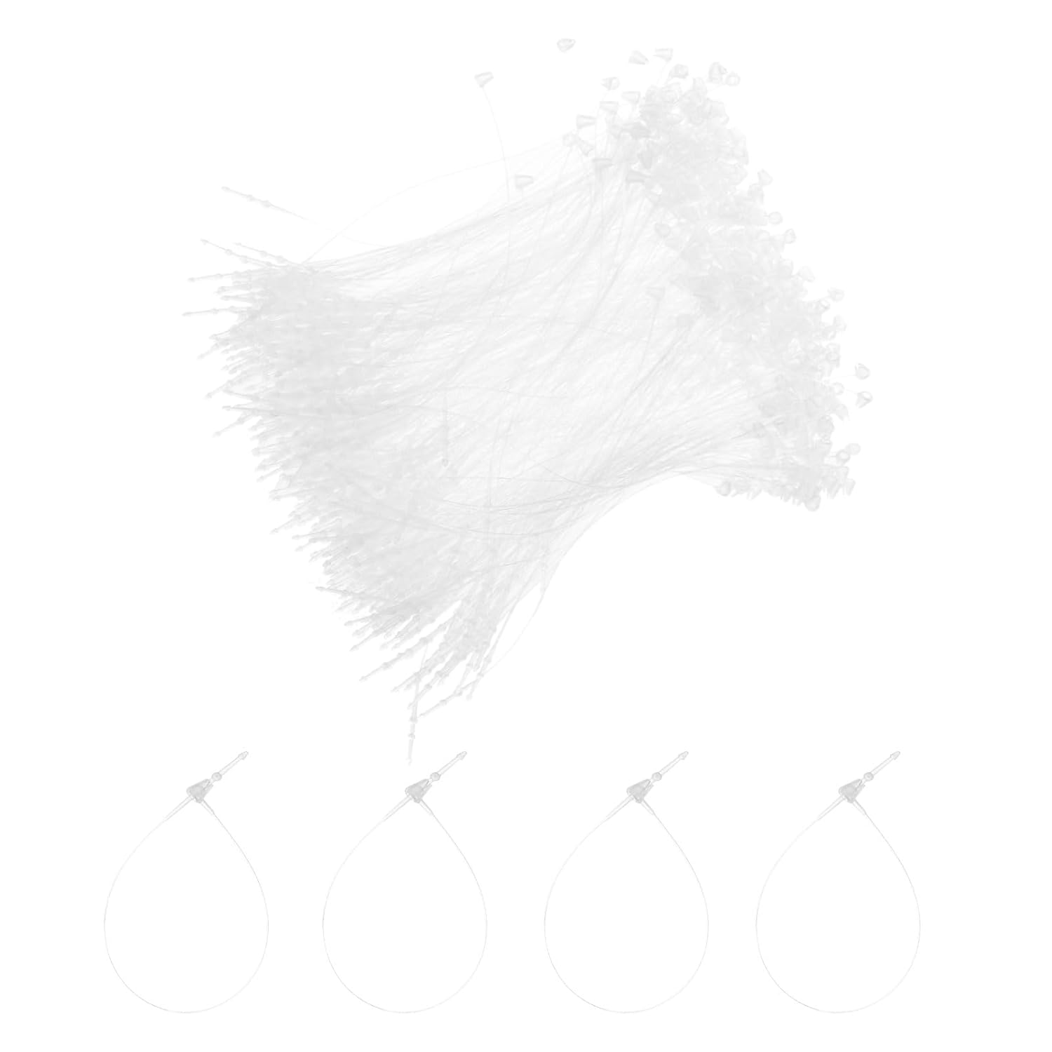 MECCANIXITY 5000pcs Plastic Tag Ties Fastener 5 Inch Security Loop Tie Pins Hang Tags Snap Lock for Clothing Price Tag Shoes Snap Lock Luggage Label, Clear