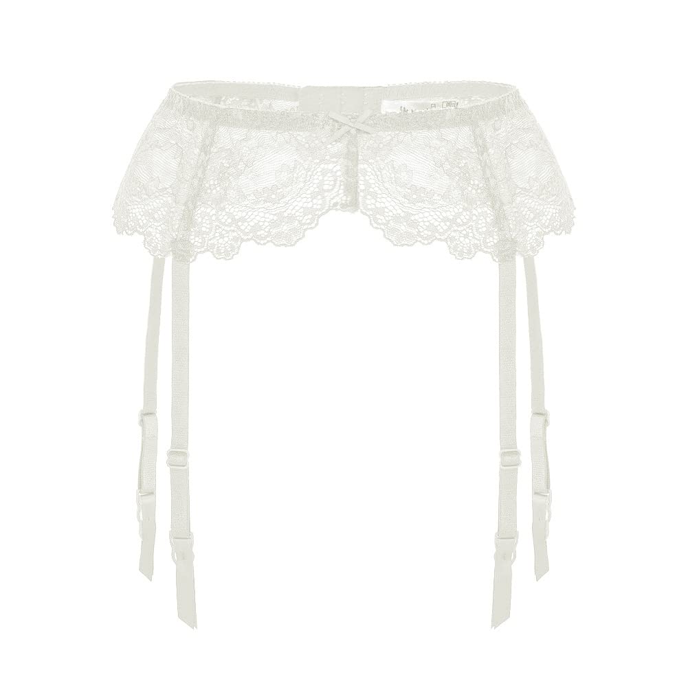 Confonze Lace Sexy Suspender Women Metal Clips Garter Belts for Thigh High Stockings - - M