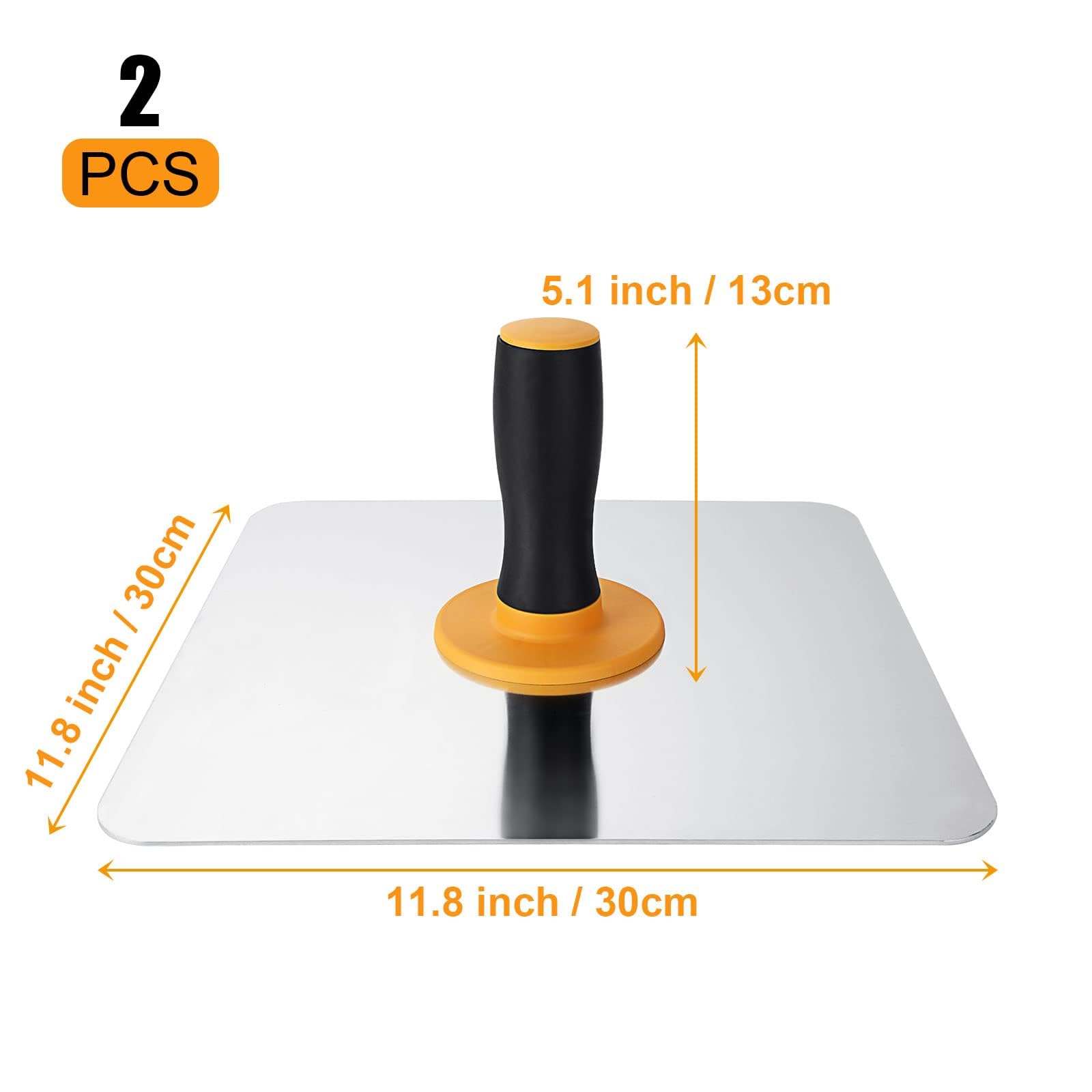 AKOLAFE 2 piezas de yeso de aluminio de halcón de yeso de 30 x 30 cm, herramientas de enlucido resistentes con mango de PET para mortero de cemento, paneles de yeso y acabado de hormigón, suministros