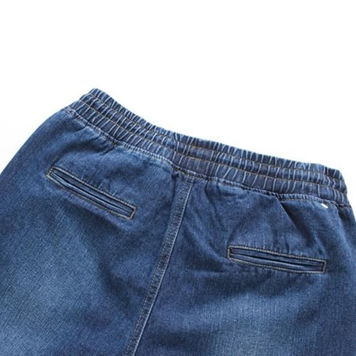 Jogger Pants for Men Lightweight Denim Elastic Waist Drawstring Casual Jeans Stretch Work Pants4