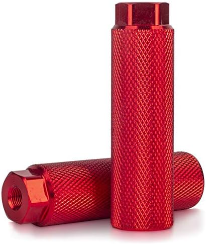 KINSPORY 2PC Bike Pegs for 3/8 inch Axles, Aluminum Alloy Anti-Skid BMX Bicycle Pegs for Mountain Bike Backseats Stands Cycling Rear Stunt Pegs - Red