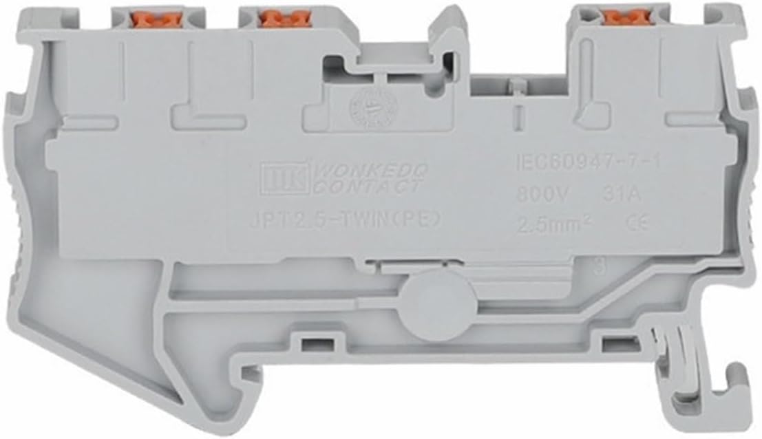 10Pcs PT2.5-TW PT 2.5-TW Push-in Twin 3-Conductor Feed-Through Strip Wire Electrical Connector Din Rail Terminal Block PT 2.5 TW