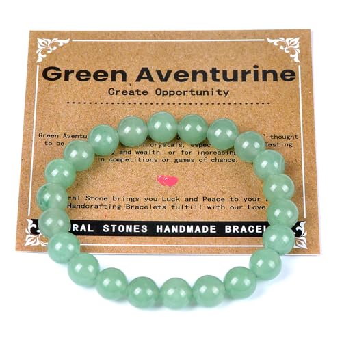 Image of YUEBAYUE Green Aventurine Bracelet for Women 8mm Natural Green Gemstone Beads Bracelet