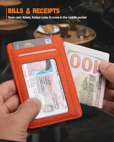 Image of RUNBOX Slim Minimalist Front Pocket RFID Blocking Leather Wallets for Men and Women Card Holder Wallets Gifts for men