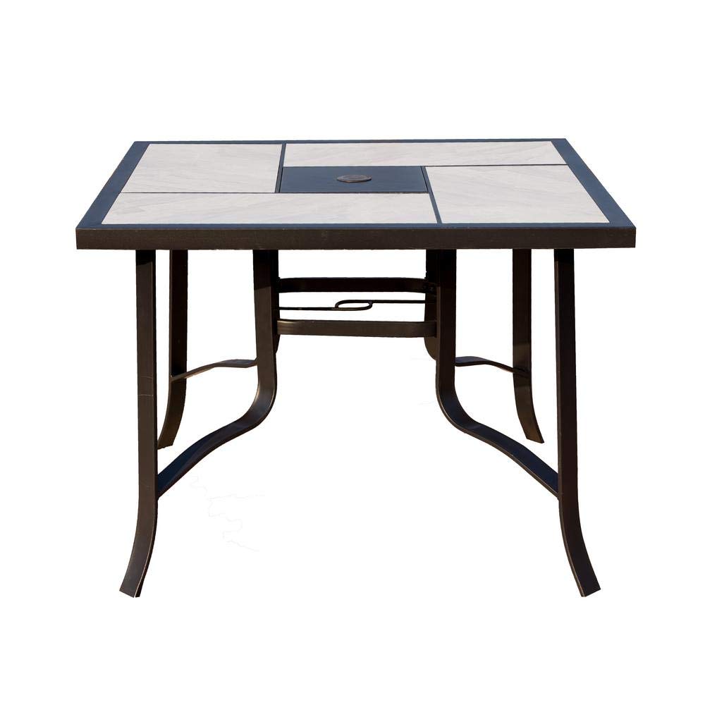 PatioFestival Metal Outdoor Dining Table in Brown/Black Finish