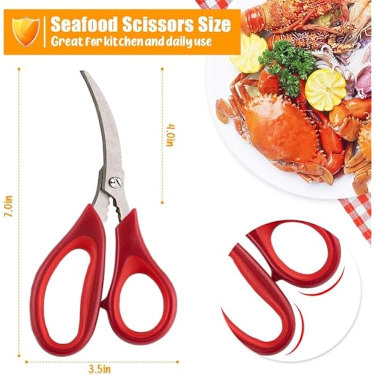 Kitchen Seafood Scissor for Crab Legs, 6 Pack Crab Leg Scissors Lobster Shell Cracker, Lobster Shrimp Crayfish Crawfish Fish Scissors, Seafood Crabs Crackers and Tools
