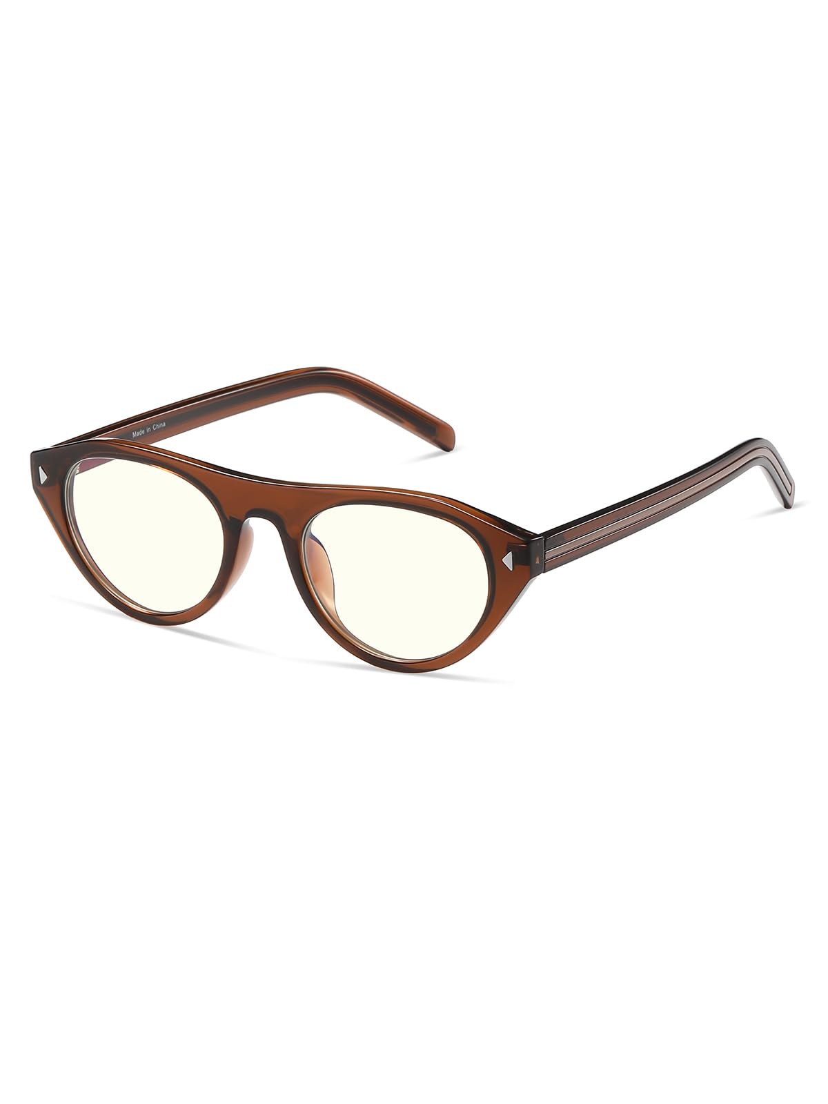 kimorn Retro Kleine Ovale Blaue Lichtbrille, Abschirmung für Damen und Herren, Y2K Vintage Schmale Runde Cateye