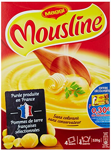 Maggi MOUSLINE Purée Nature (4 sachets pour 4 personnes) - Lot de 4