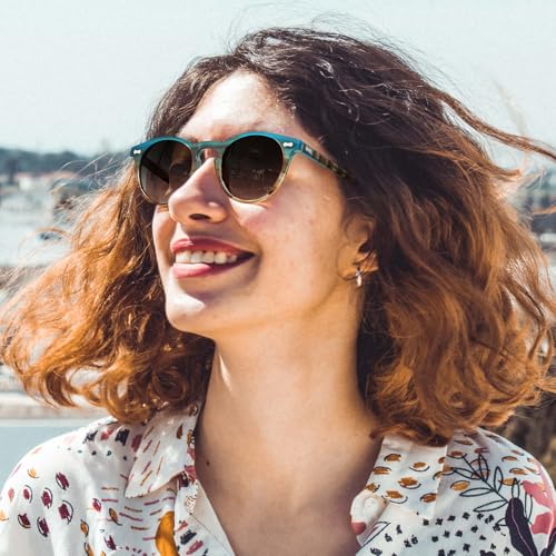 Carfia Sonnenbrille Damen mit polarisierten runden Gläsern und UV-Schutz