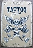 hotrodspirit - Plaque Métal Tattoo Studio Crane Aillé Machine Tatouer 30x20 cm