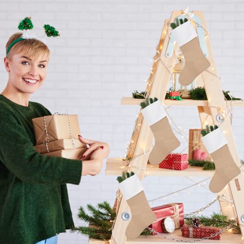 Kunyida Set Of 4 Burlap Christmas Stockings Decoration Large Size #TOP4