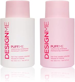 Design.Me PUFF.ME Hair Volume Shampoo and Conditioner Bundle | Paraben & Sulfate Free Shampoo & Color Conditioner Enriched with Sunflower Seed Oil | Color-Safe Hair Volumizer Set, (10 Fl Oz Each)