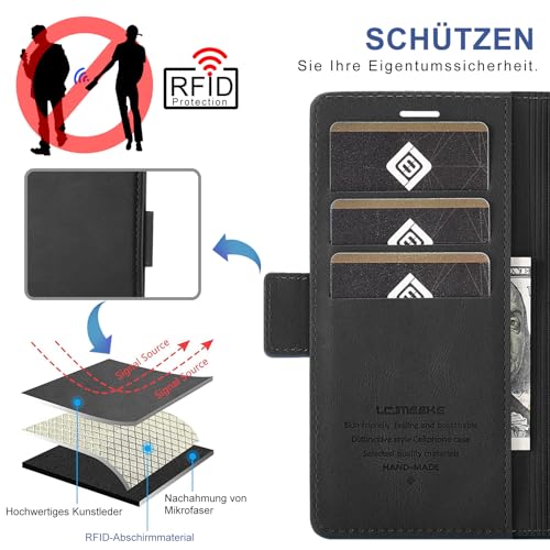 Giyer Handyhülle für Samsung Galaxy S26 Ultra Hülle mit Schutzfolie, Schutzhülle PU Leder Wallet Flip Case Standfunktion Kartenfach Stoßfest Klapphülle für Samsung S26 Ultra Cover Tasche (Schwarz)