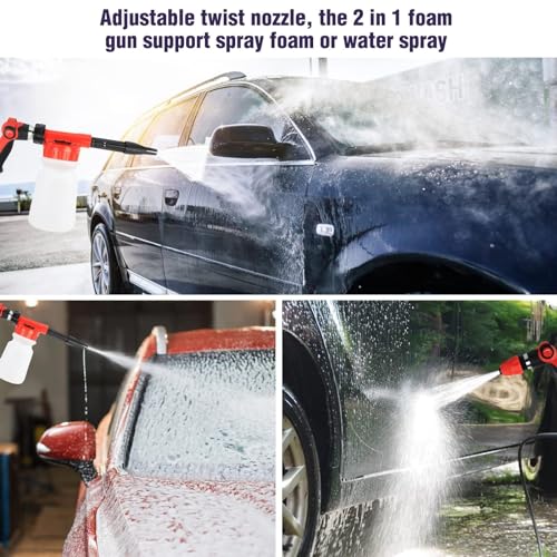 MorTime 54Pcs Car Wash Kit with Foam Gun, Wash Mitt Sponge Towels Long Pole Window Water Scraper Tire Brush Detailing Brushes Car Cleaning Kit