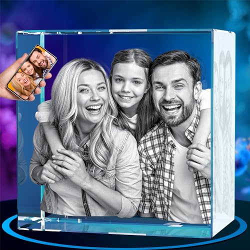 ArtPix 3D Crystal Photo, Personalized Mothers Day Gifts for Mom, Women, Wife, Her, Him, Men, Husband, Grandma, Great Customized Gift With Your Own Photo, Custom Glass 3D Laser Etched Picture Frame