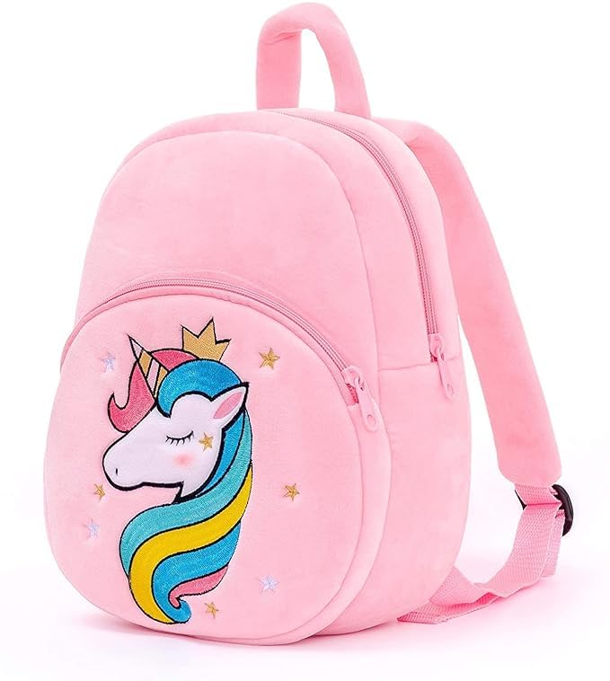 blingnbeats Kids Unicorn Mini Backpack, Pink Plush with Rainbow Design, Small School Bag for Girls-picture-57