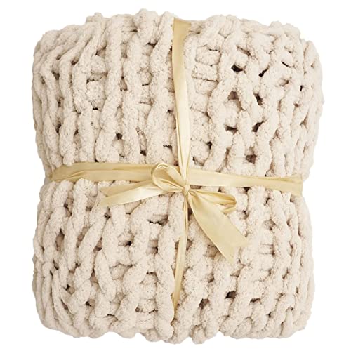 Gruytoie Grob gestrickte Decke, Zopfmusterdecke aus Riesengarn, weiche gestrickte, gewichtete Decke, gemütliche, übergroße Decke, Couch, Bett, Haustiermatte, Babydecke, Geschenk