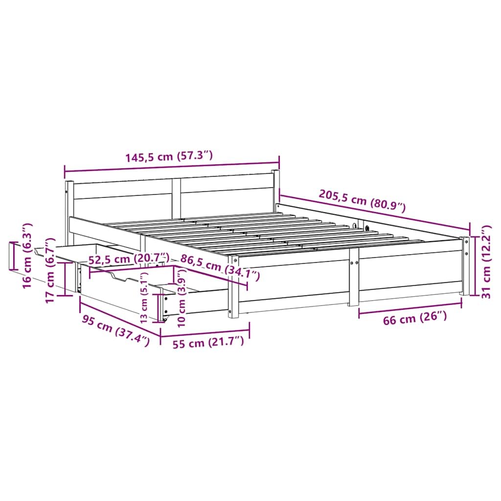 vidaXL Massivholzbett ohne Matratze Weiß 140x200 cm Kiefernholz