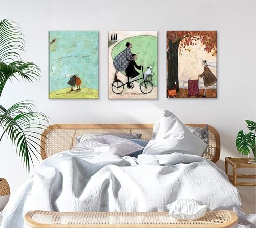 Image of 3pcs Framed Aesthetic Abstract Canvas Wall Art Natural Minimalist Posters Prints Healing Pictures Wall Decoration for Living Room Bedroom Bathroom Kitchen Office