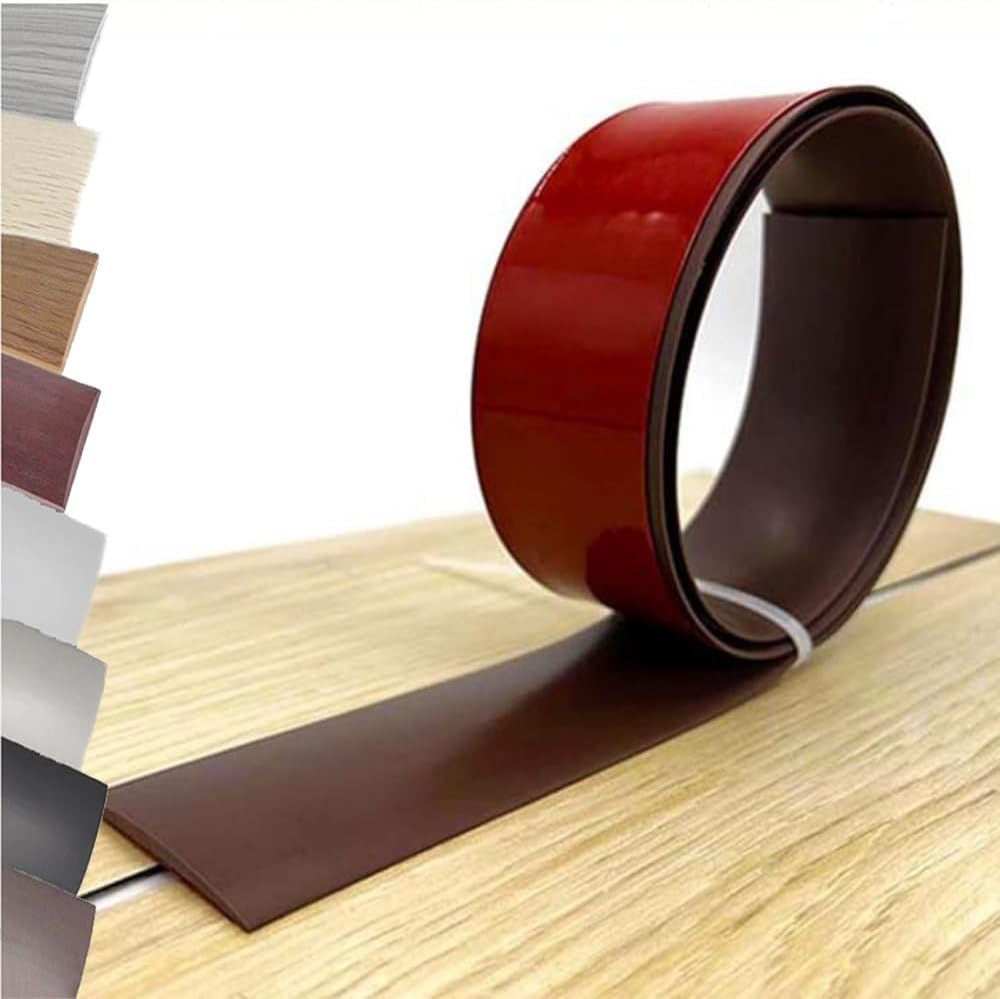 Self Adhesive Vinyl Floor Transition Strip, Laminate Floor Strip Flat, PVC Threshold Transition Strip, Door Bar for Joining Flooring Edge Trim-Coffee||L100 x W5CM (L39 x W2)