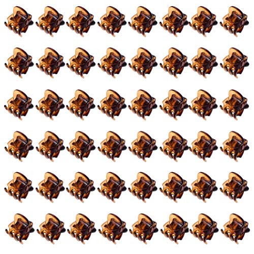 48Pcs Mini Hair Clips Plastic Hair Claws Pins Clamps for Girls and Women (Brown)