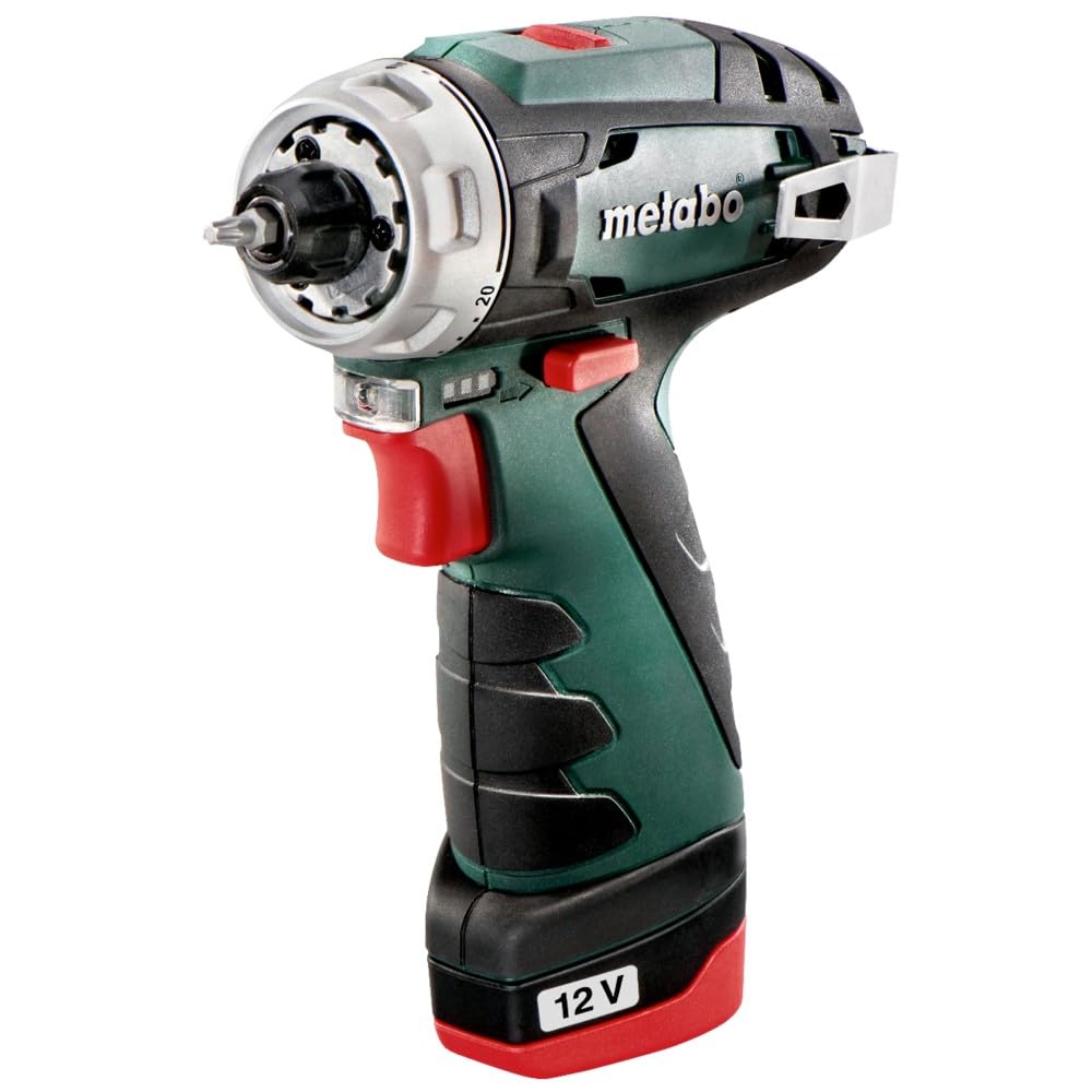 Metabo PowerMaxx 600984000 - Trapano avvitatore a batteria BS Basic da 12 V, con 2 batterie Li-Power (12 V/2,0 Ah) e caricatore LC 12 in scatola di cartone