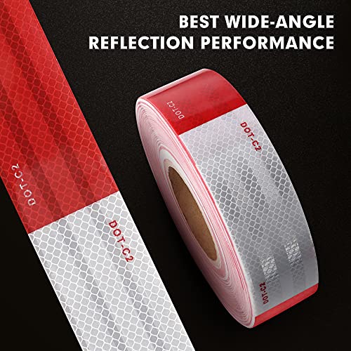 Waenlir 2*30FT 2 Inch X 30 Feet Reflective Safety Tape Dot-C2 Waterproof Red And White Adhesive Conspicuity Tape thumb #3