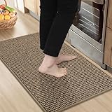 BEQHAUSE Kitchen Rugs 20"x32", Non-Slip Kitchen Mats for Floor, Super Absorbent and Stain Resistant Kitchen Rugs, Machine Washable Rugs for Kitchen, Hallway, Laundry & Sink, Taupe