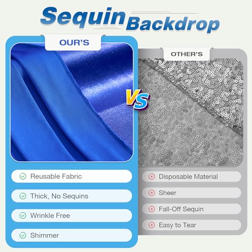 Image of 20x10 Wrinkle Free Royal Blue Sequin Backdrop Curtain for Parties-Thick Not Fall-Off Glitter Backdrop Drapes-4 Panels 5x10ft Shimmer Photo Back Drop Cloth for Wedding Birthday Photography Background
