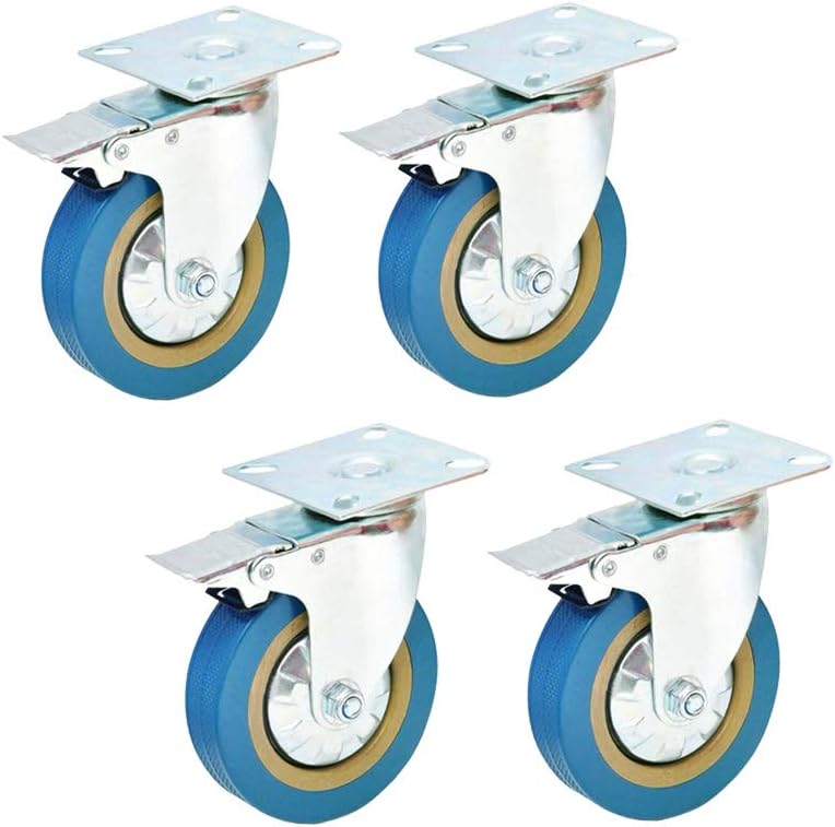 Onerbuy 4 Pack Caster Wheels Heavy Duty Swivel Casters with Brakes, Dual Locking Wheels Replacement for Industrial Trailer, Home Furniture, Office Table Cabinet 3 Inch Plate 4 Pack Caster Wheels