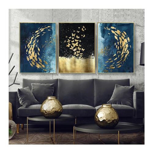 Toile d'art mural abstrait pour salon nordique JGGXHM triptyque sans cadre