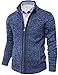 Produktbild AOLI RAY Herren Strickjacke Stehkragen Cardigan mit Reißverschluß und Taschen Feinstrike Pullover Blau Schwarz L