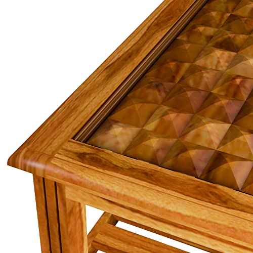 Image of Sheesham Wooden Centre Table with Storage Shelf for Living Room with Glass Top - Solid Wooden Coffee Table | Teapoy Tea Table Sofa Table & Center Table with Storage (Design 5)