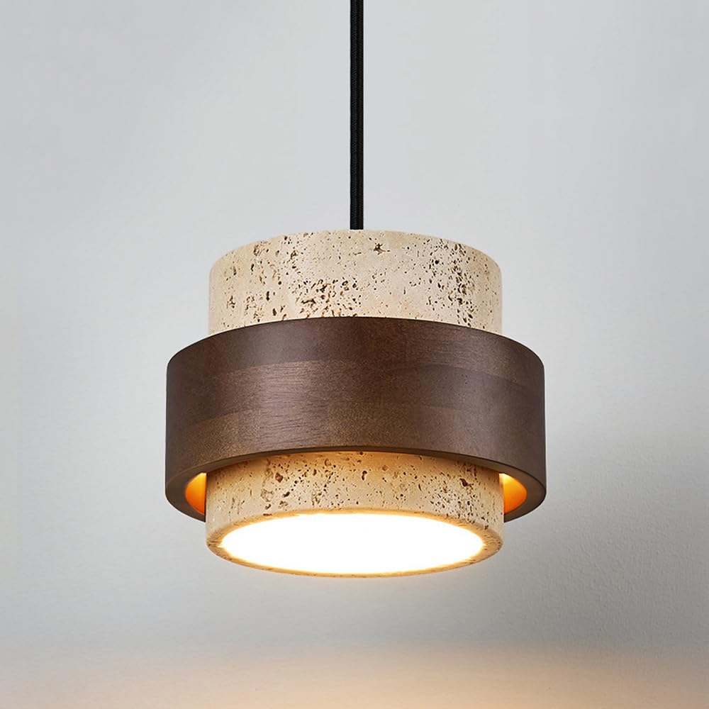 Lámpara colgante de madera y piedra estilo nórdico E27 7